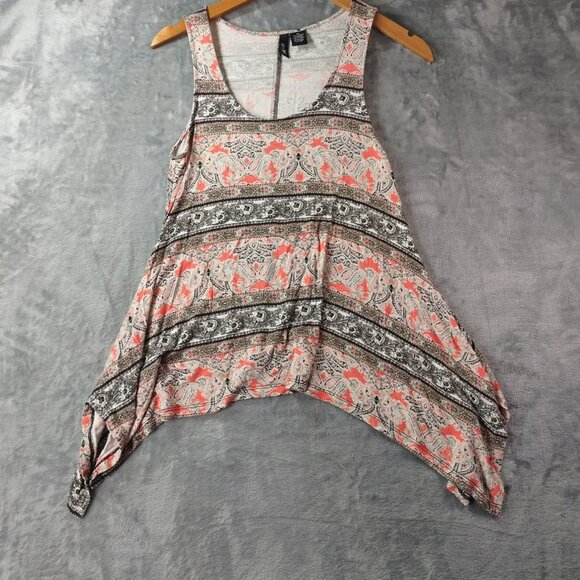 Ultra Flirt Womens Tank Top XS Pink Gray Boho Asymmetrical Hem Festival Casual - Picture 1 of 9